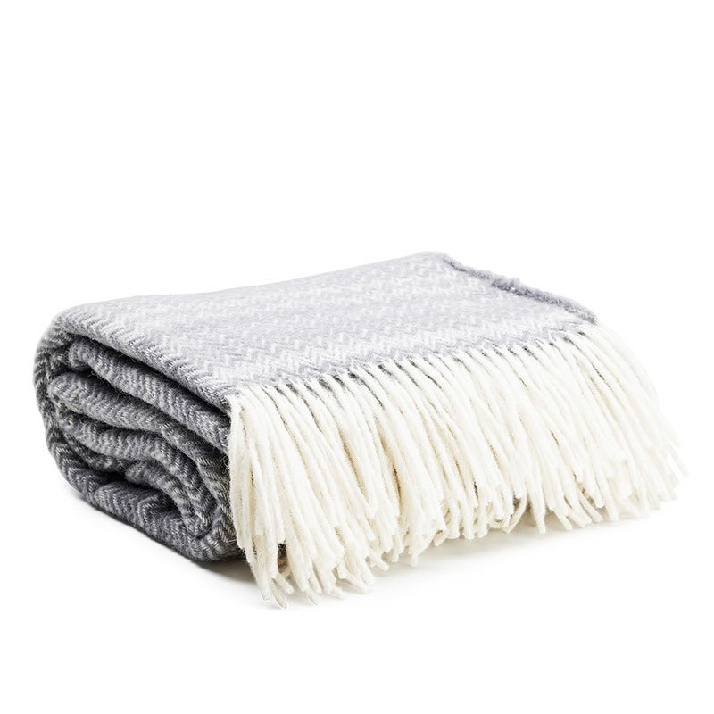 Ullpläd - Fiskben - Gråblå