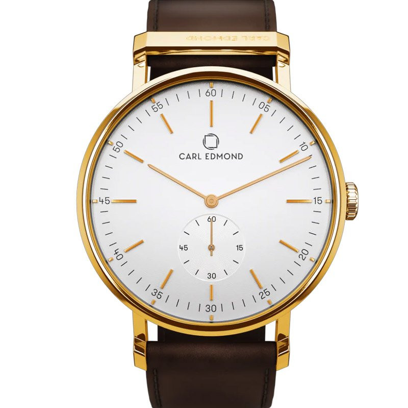 Klocka Ryolit 32 White Deluxe Gold DK Brown Leather