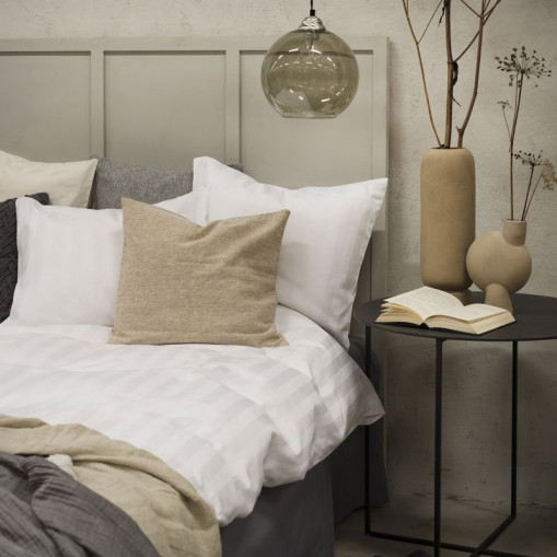 2-Dels Set Hotellsatin Vit