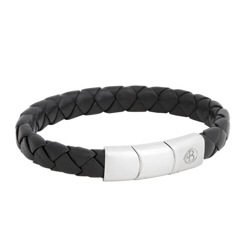 Läderarmband Leonard Svart 19-21 cm