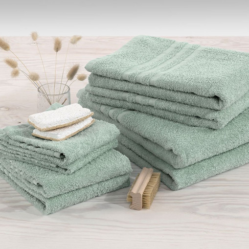 4-set Handdukar & Badlakan Basic Frotté Grön